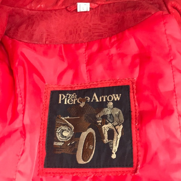 Vintage Pierce Arrow Red Leather Jacket 80s Glam - Picture 4 of 6